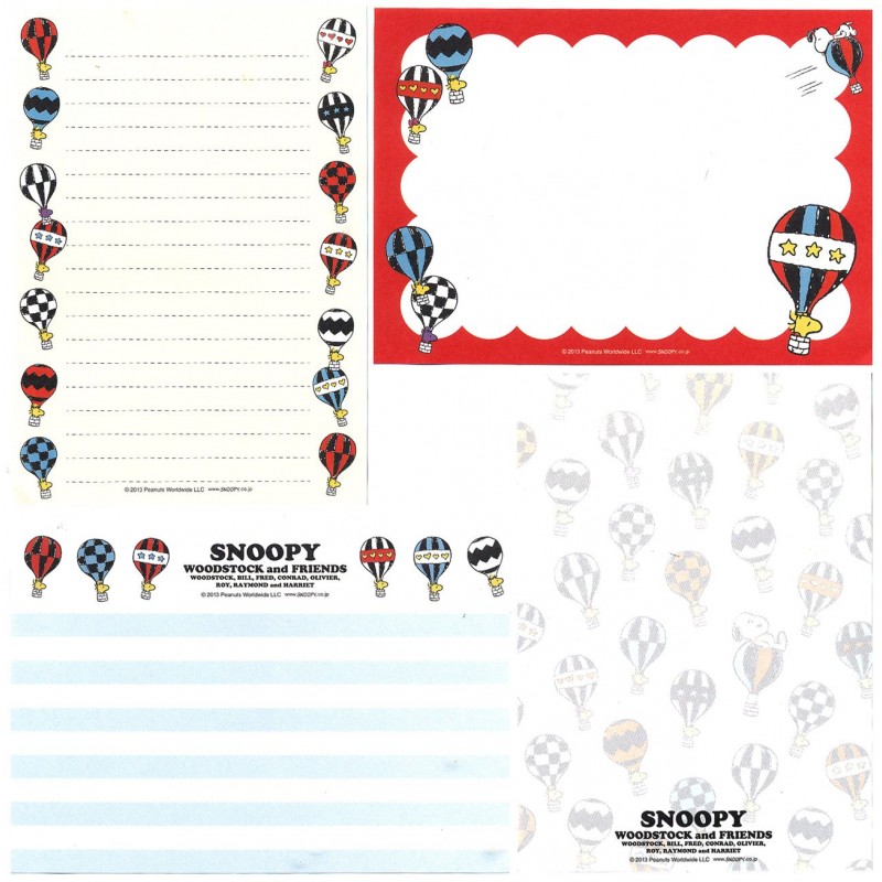 Ano 2013. Kit 4 Notas Snoopy Balloon Peanuts Japan