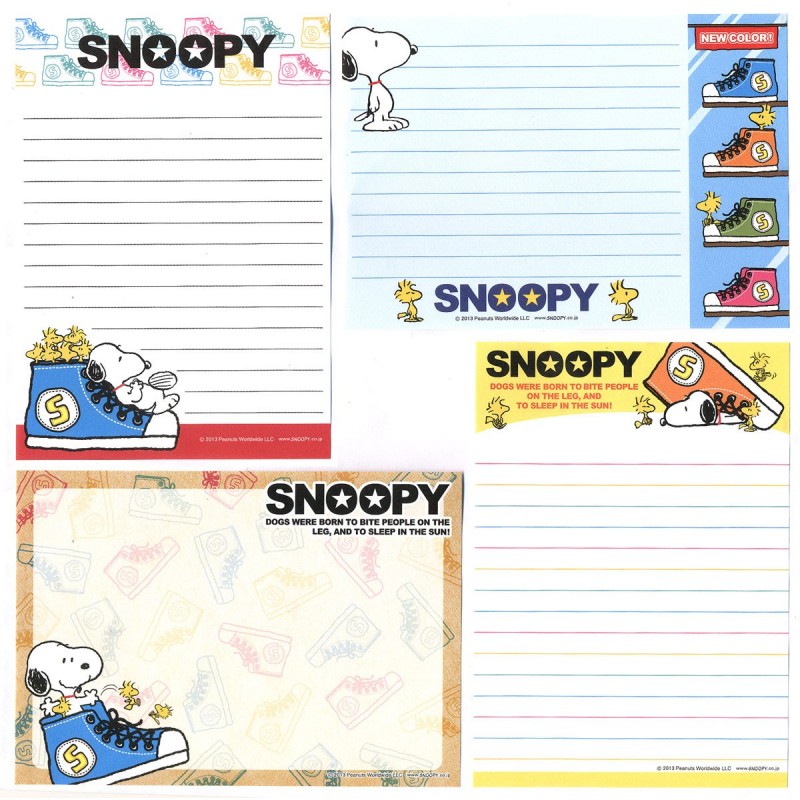 Ano 2013. Kit 4 Notas Snoopy Shoes Peanuts Japan