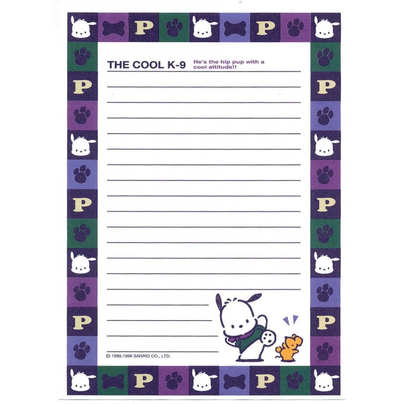 Ano 1996. Papel de Carta Pochacco CLL Vintage Sanrio