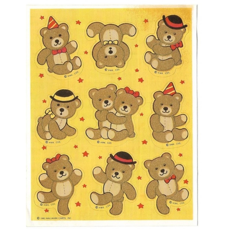 Cartela de Adesivos Antiga Bears Hallmark Cds