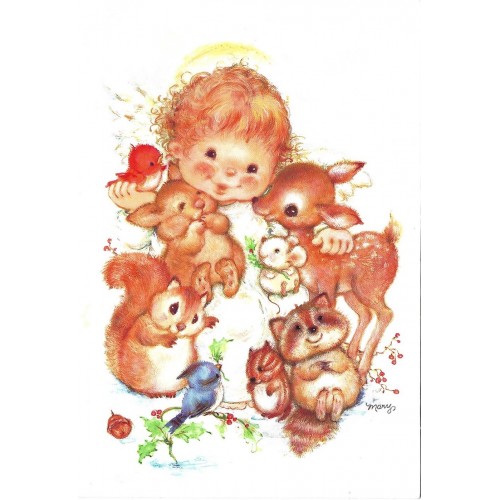 Notecard Antigo Importado Mary Hamilton Christmas Angel Hallmark