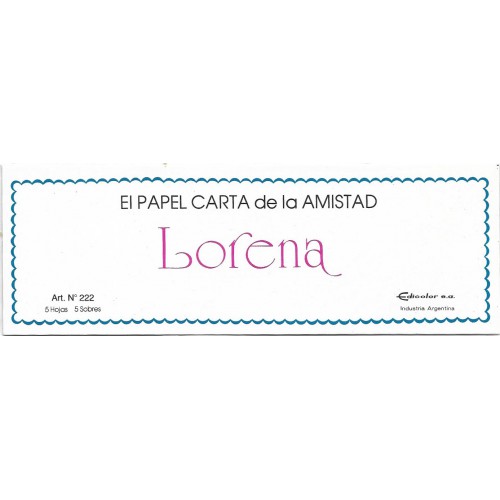 Conjunto de Papel de Carta Importado Lorena 01 Argentina