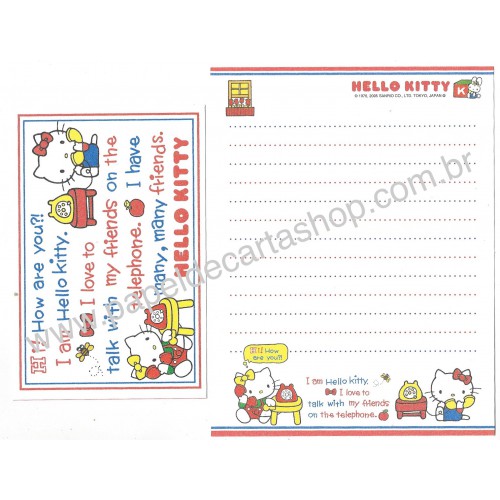 Ano 2005. Conjunto de Papel de Carta Hello Kitty 11 Sanrio