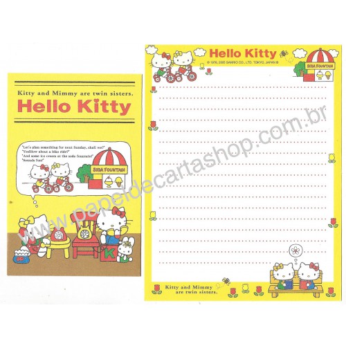 Ano 2005. Conjunto de Papel de Carta Hello Kitty 12 Sanrio