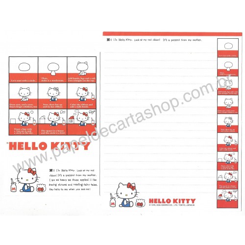 Ano 2005. Conjunto de Papel de Carta Hello Kitty 14 Sanrio
