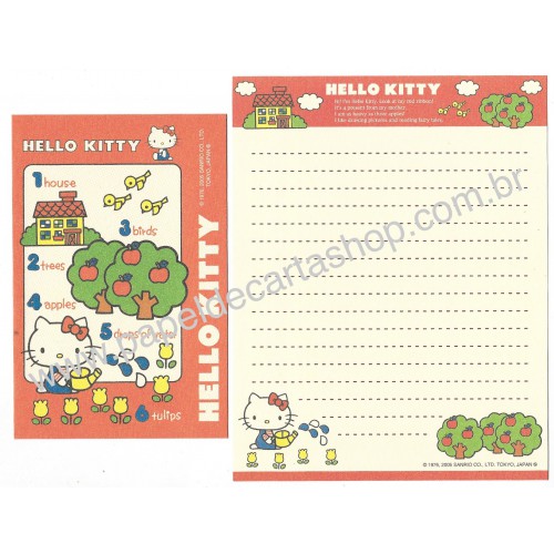 Ano 2005. Conjunto de Papel de Carta Hello Kitty 15 Sanrio