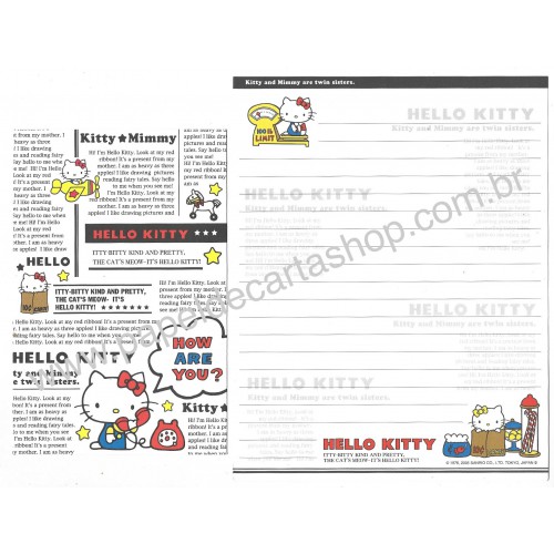 Ano 2005. Conjunto de Papel de Carta Hello Kitty 16 Sanrio