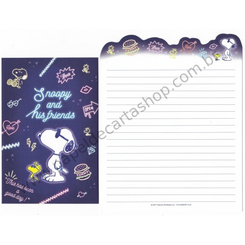 Kit 2 Conjuntos de Papel de Carta Snoopy Good Day Peanuts 2017