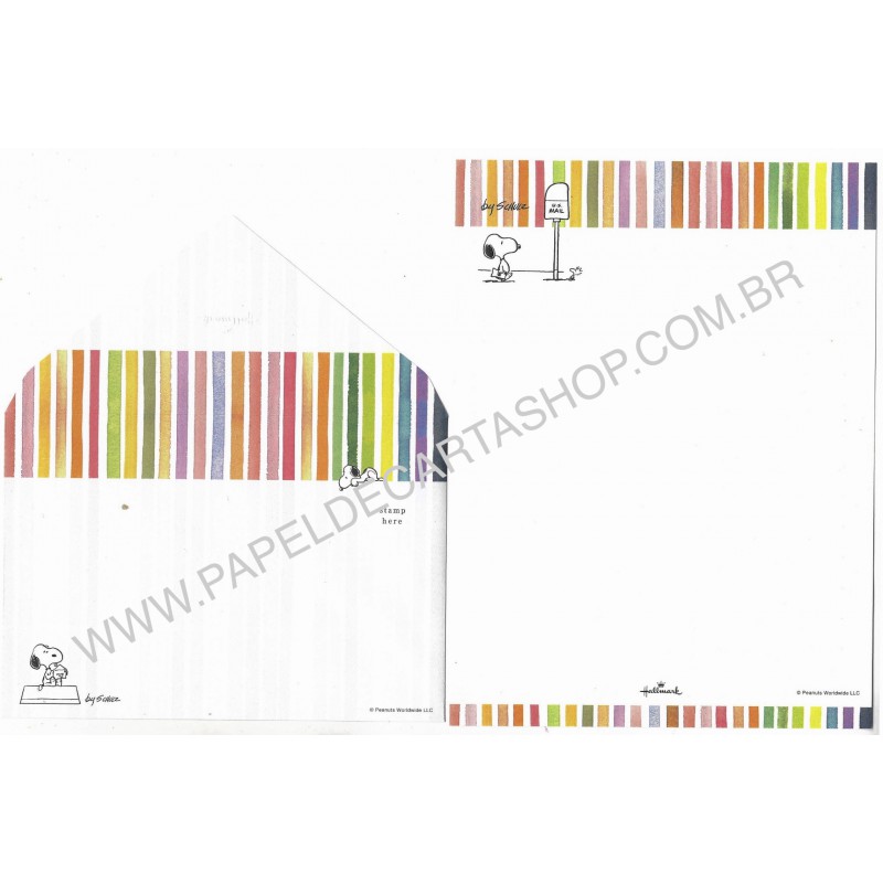 Conjunto de Papel de Carta Snoopy STRIPES Hallmark Peanuts Wordwide LCC