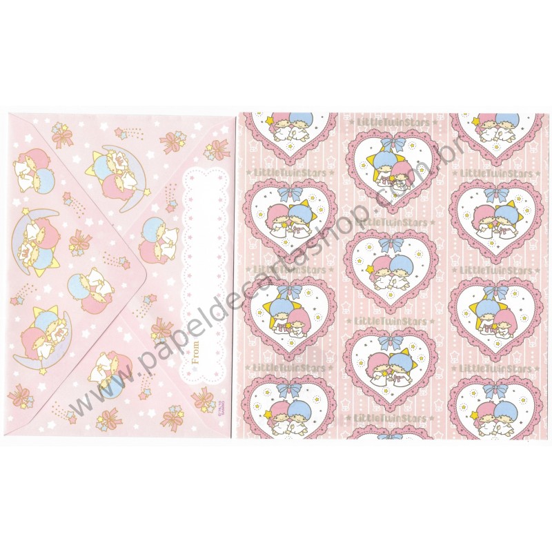 Ano 2013. Conjunto de Papel de Carta Little Twin Stars Smiles I Sanrio