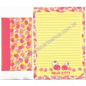 Ano 1999. Conjunto de Papel de Carta Hello Kitty Peaches Sanrio