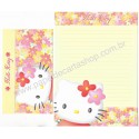 Ano 1999. Conjunto de Papel de Carta Hello Kitty Yellow Flower Sanrio