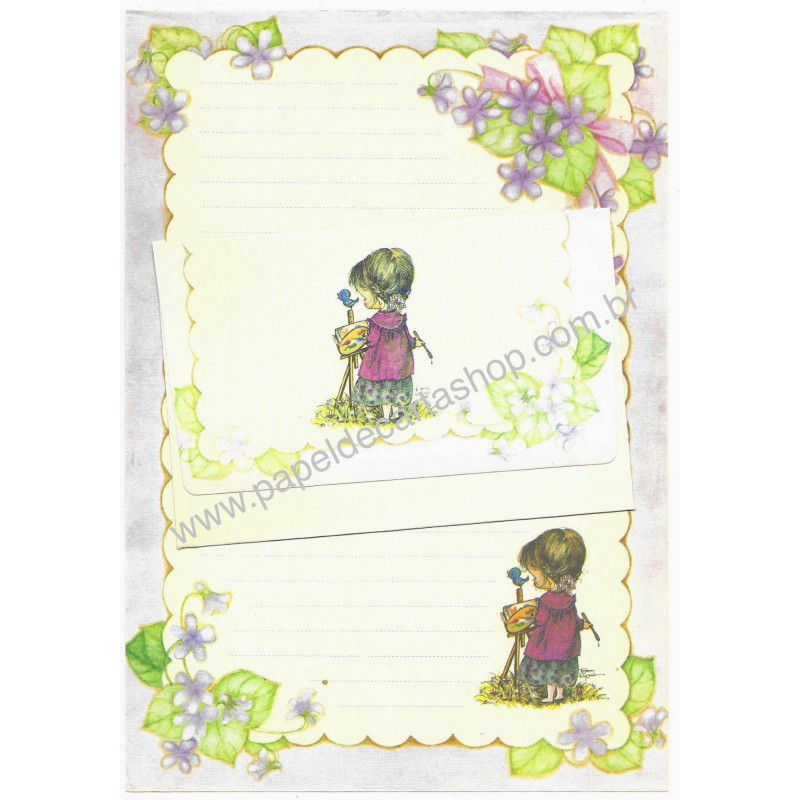 Conjunto de Papel de Carta Antigo Importado Lady CLL Japão