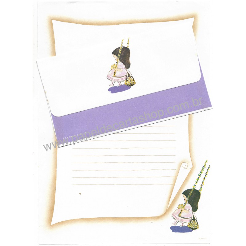 Conjunto de Papel de Carta Antigo Importado Lady Kokuyo Japão