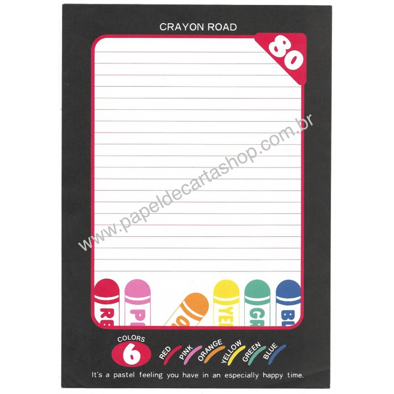 Conjunto de Papel de Carta Vintage Crayon Road Kokuyo Japan