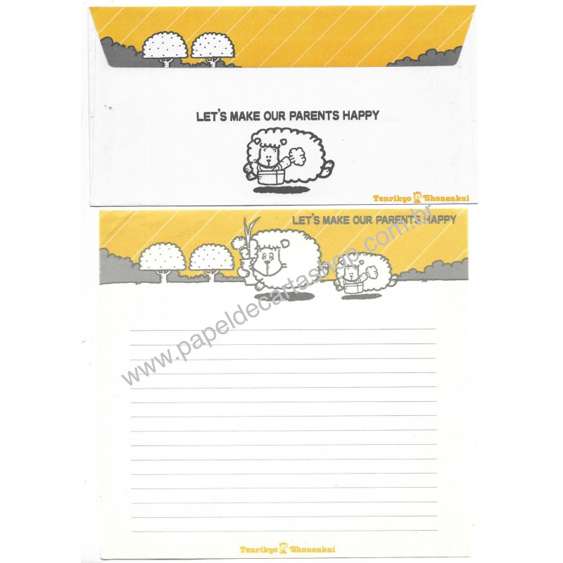 Conjunto de Papel de Carta Vintage Parents Happy Japan