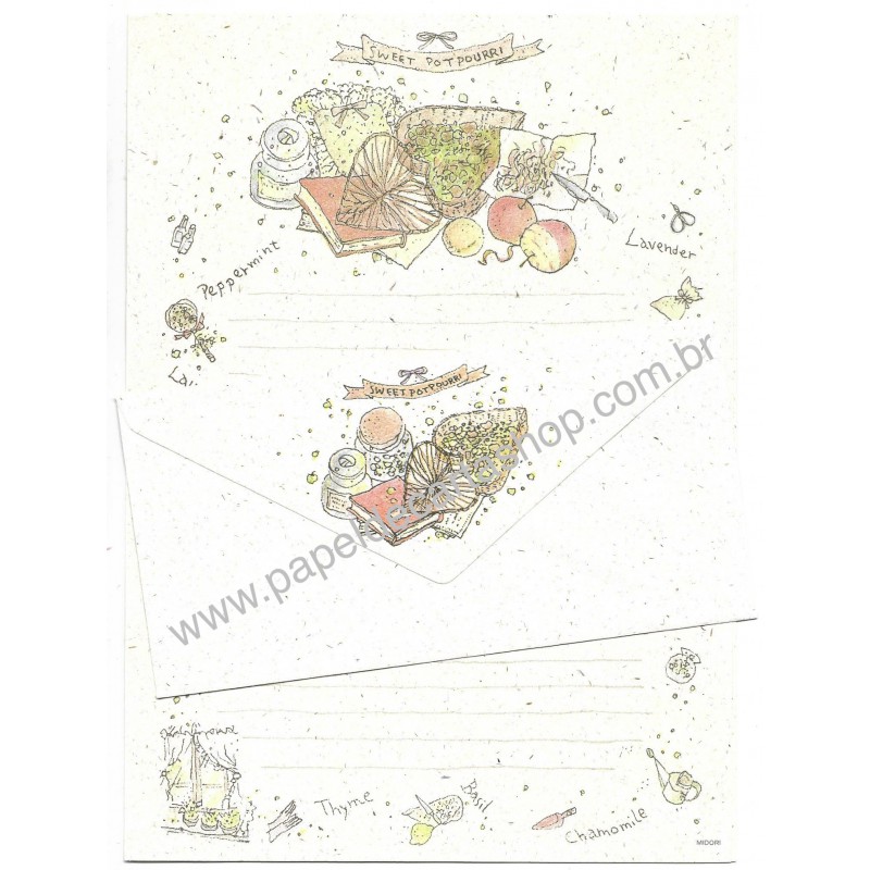 Conjunto de Papel de Carta Antigo Sweet Potpourri Japan