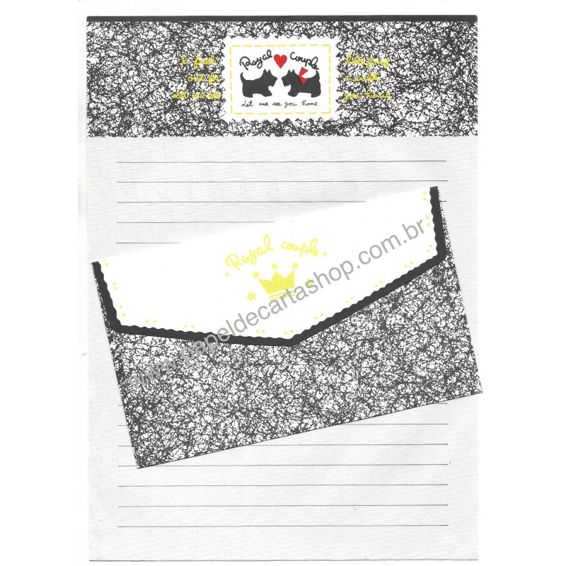 Conjunto de Papel de Carta Antigo Royal Couple Japan