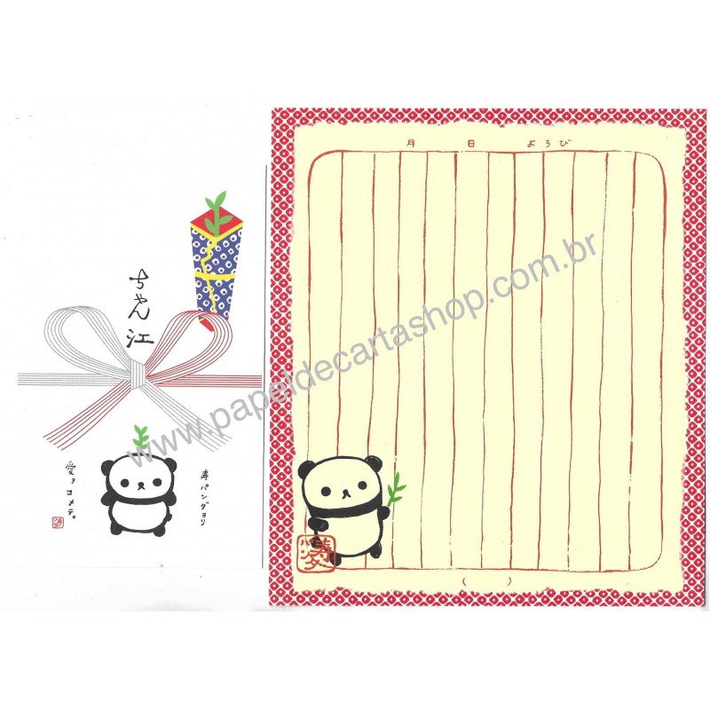 Conjunto de Papel de Carta Vintage Panda JAPAN