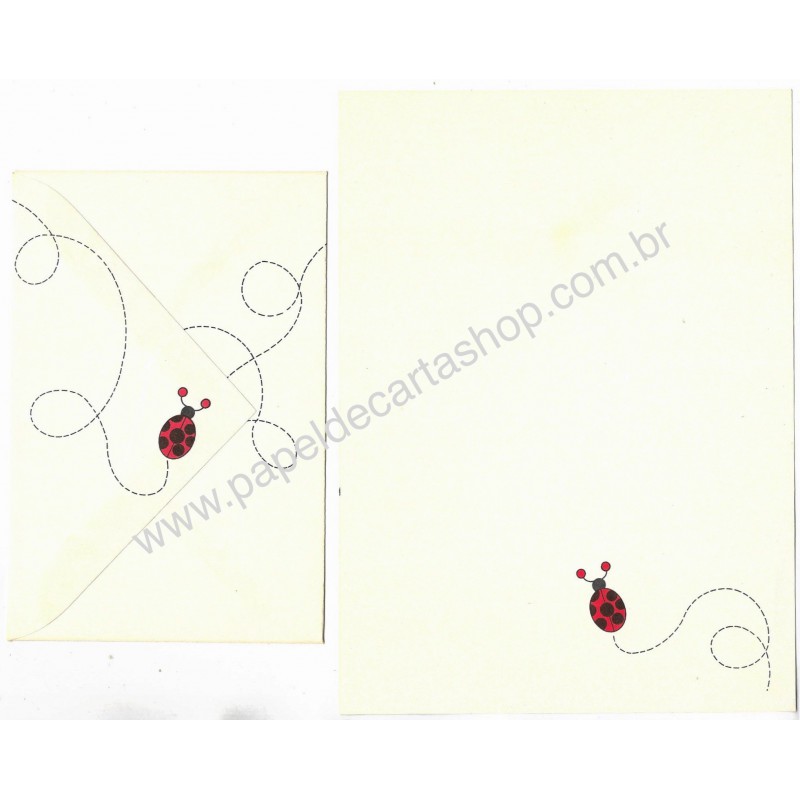 Conjunto de Papel de Carta Antigo Importado Lady Bug