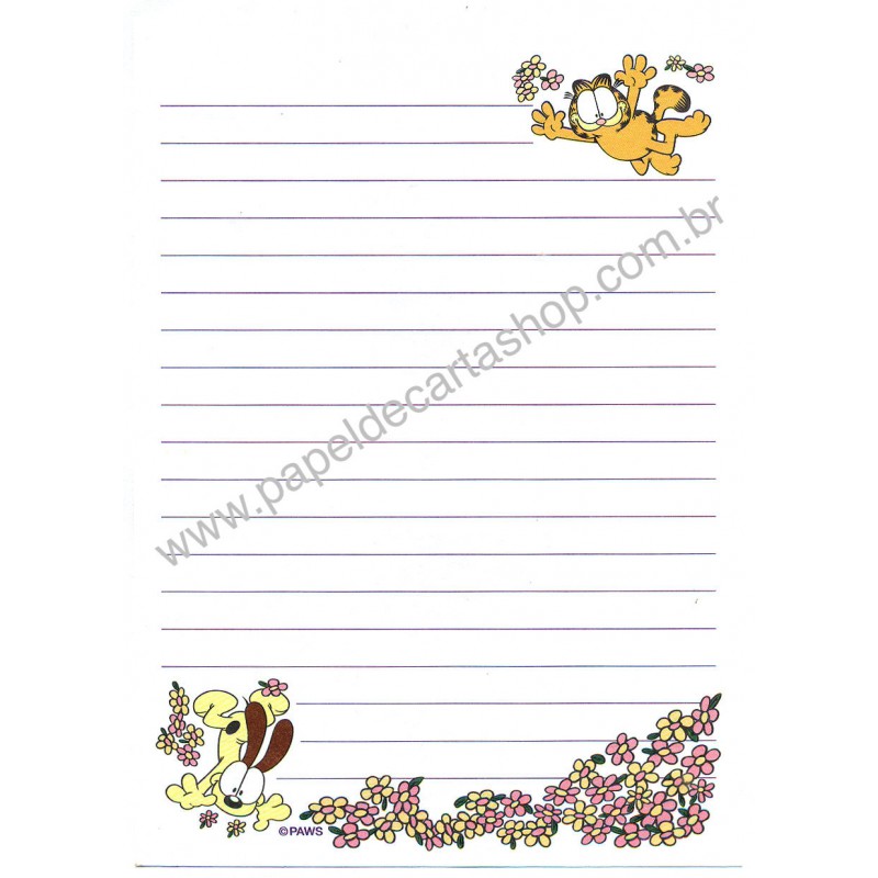 Papel de Carta Garfield Flowers - Paws