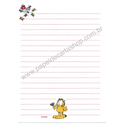 Papel de Carta Garfield Butterfly - Paws