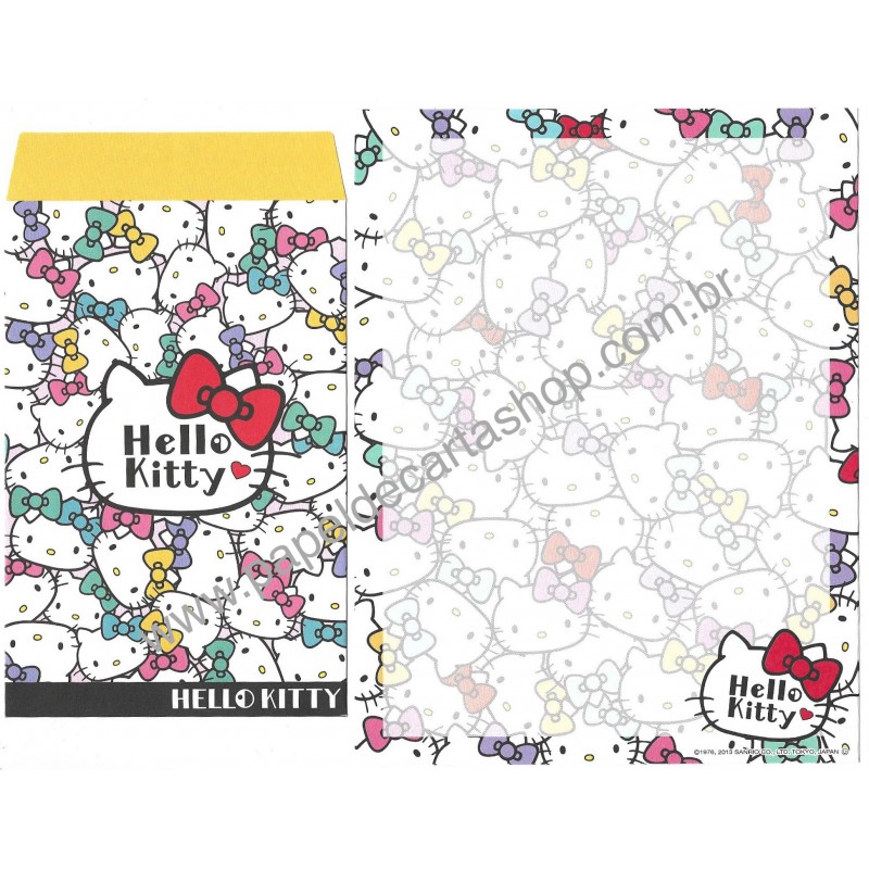 Ano 2013. Kit 4 Conjuntos de Papel de Carta Hello Kitty Ribbon Sanrio