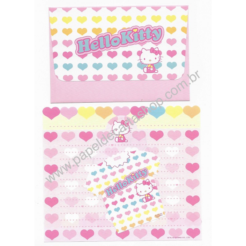 Ano 2003. Conjunto de Papel de Carta Hello Kitty T-Shirt Sanrio