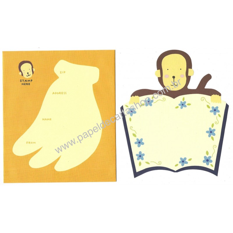 Conjunto de Papel de Carta Importado Alpha Point Monkey DC