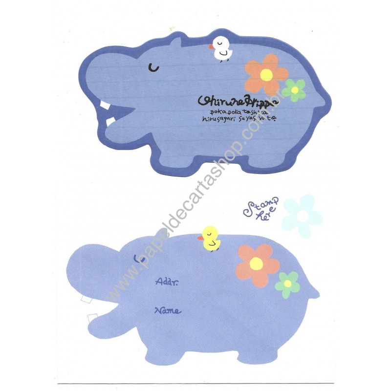 Conjunto de Papel de Carta Importado Alpha Point Hippo DC