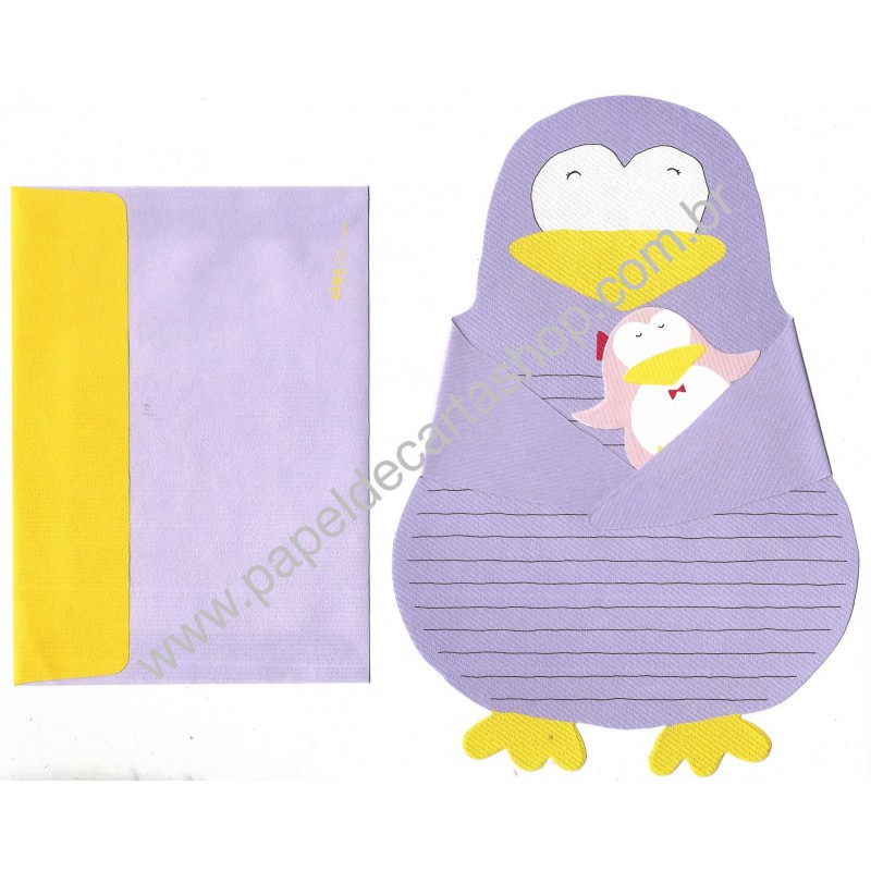 Conjunto de Papel de Carta Importado Penguin CLL DC