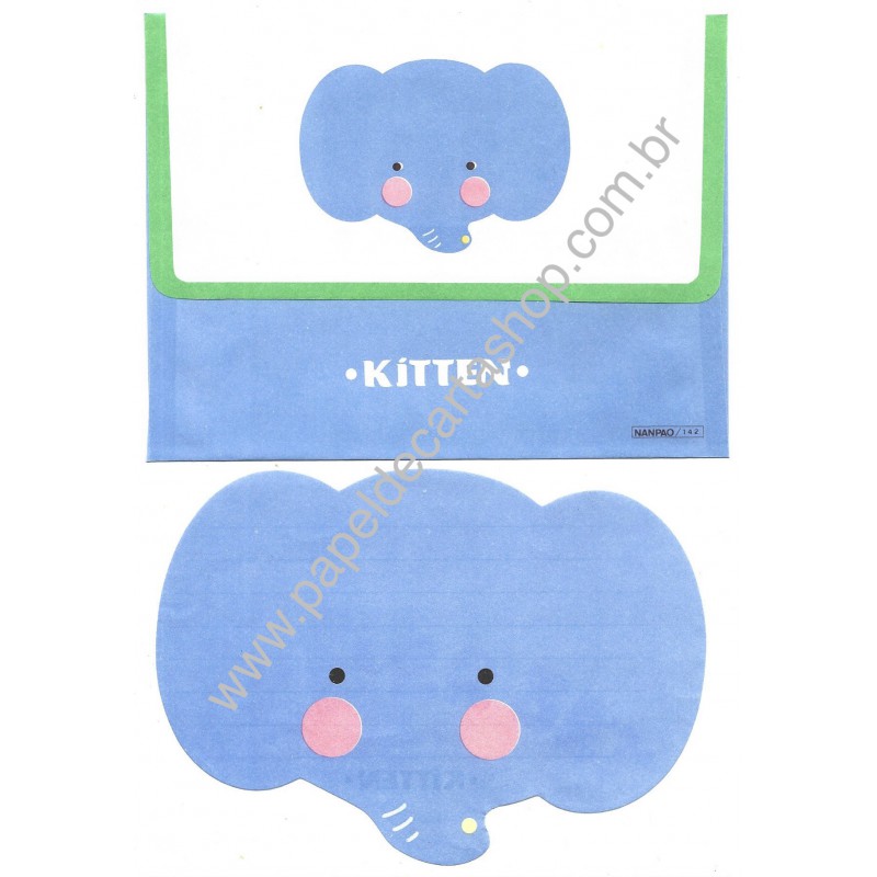 Conjunto de Papel de Carta Antigo PERFUMADO KITTEN Elephant NANPAO Sweden