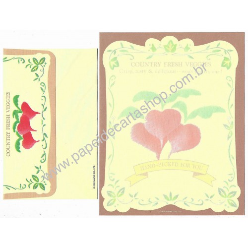 Ano 1995. Conjunto de Papel de Carta Country Fresh Veggies Sanrio