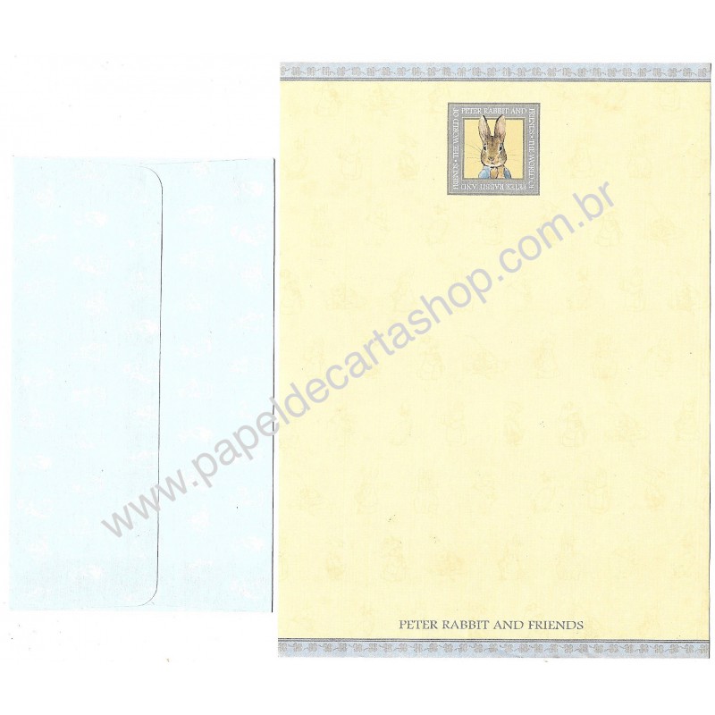 Conjunto de Papel de Carta ANTIGO Importado Peter Rabbit (CAZ)