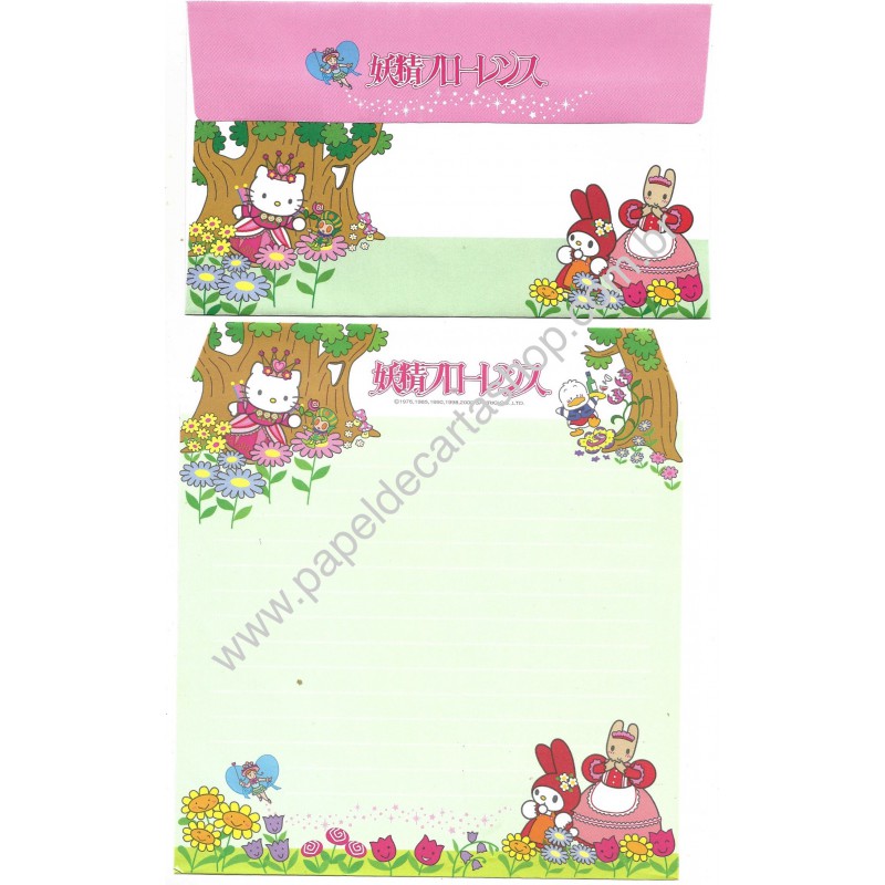 Ano 1998. Conjunto de Papel de Carta Sanrio Puroland