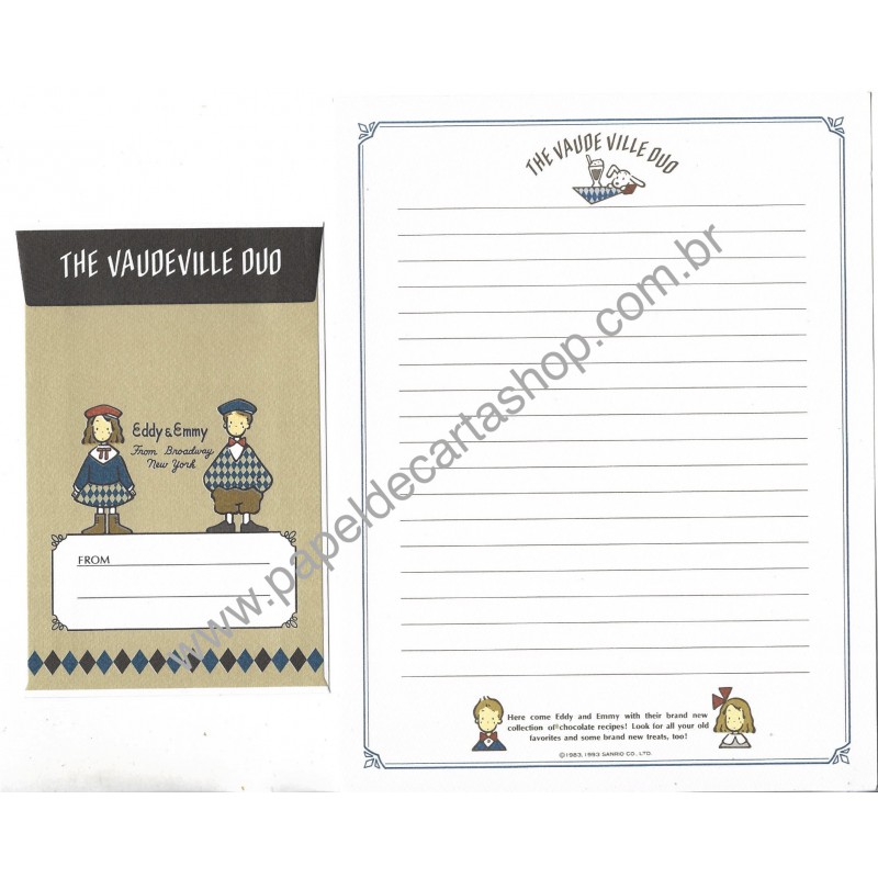 Ano 1993. Kit 2 Conjuntos de Papel de Carta Vaudeville Duo Vintage Sanrio