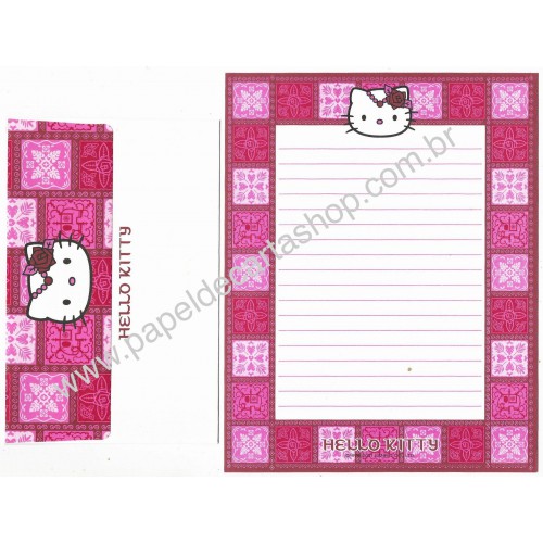 Ano 2001. Conjunto de Papel de Carta Hello Kitty India Sanrio