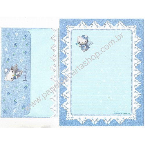 Ano 2000. Conjunto de Papel de Carta Hello Kitty Angel Kitty 2 Sanrio