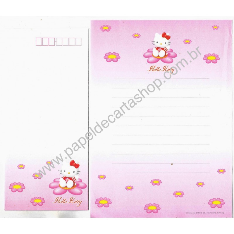 Ano 1999. Conjunto de Papel de Carta Hello Kitty Japan 1 Sanrio