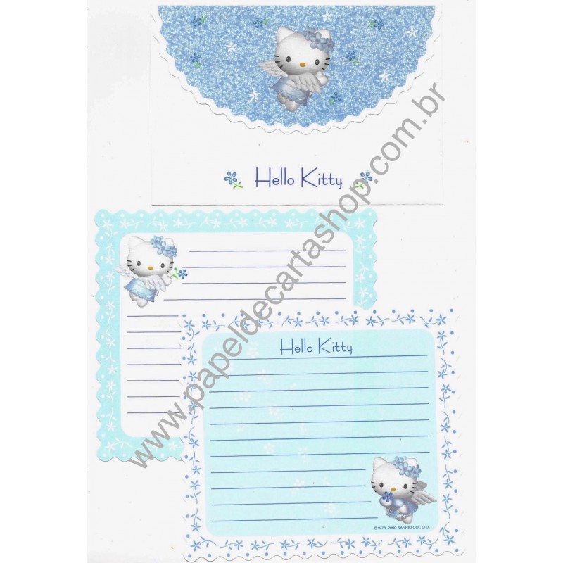 Ano 2000. Conjunto de Papel de Carta Hello Kitty Angel Kitty D Sanrio