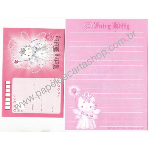 Ano 2000. Conjunto de Papel de Carta Fairy Kitty FP Sanrio