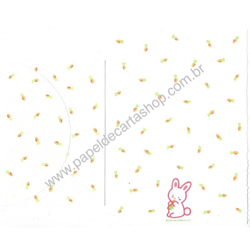 Ano 1983. Conjunto de Papel de Carta Carrot Vintage Sanrio