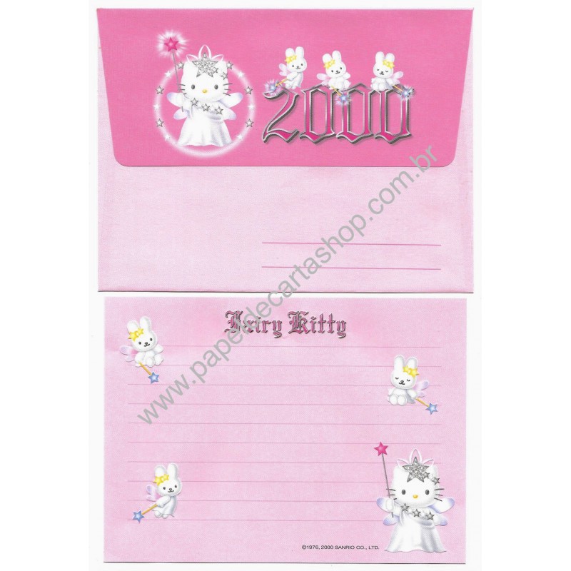 Ano 2000. Conjunto de Papel de Carta Fairy Kitty FPP Sanrio