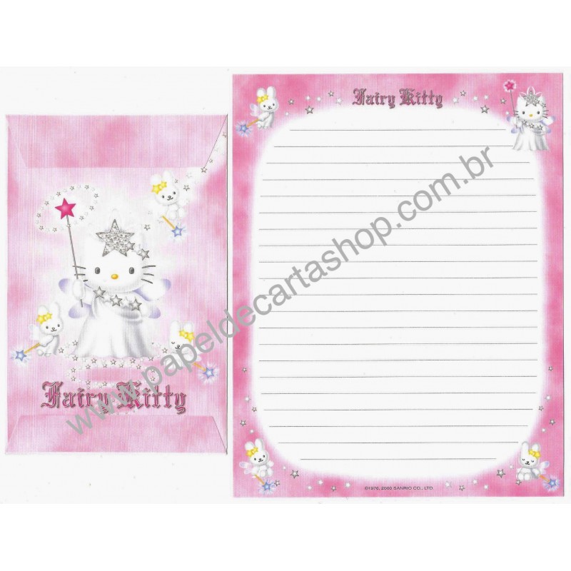 Ano 2000. Conjunto de Papel de Carta Fairy Kitty FPM Sanrio