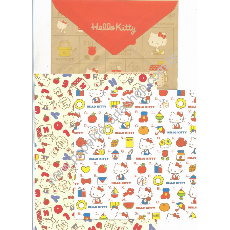 Ano 2013. Conjunto de Papel de Carta Hello Kitty Smiles Sanrio