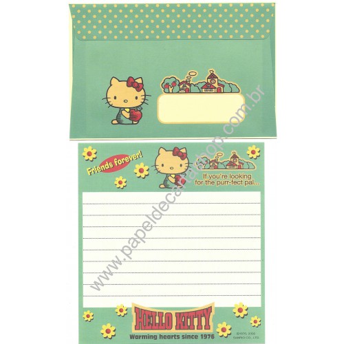 Ano 2002. Conjunto de Papel de Carta Hello Kitty Friends Forever Sanrio