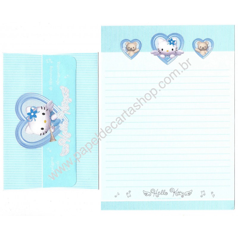 Ano 2001 Conjunto de Papel de Carta Hello Kitty Angel Heart CAZ Sanrio