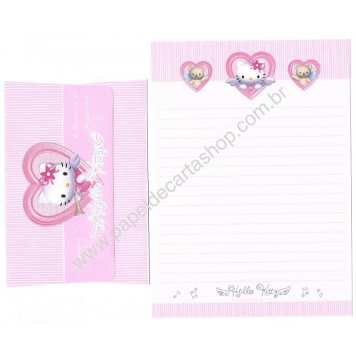 Ano 2001 Conjunto de Papel de Carta Hello Kitty Angel Heart CRS Sanrio