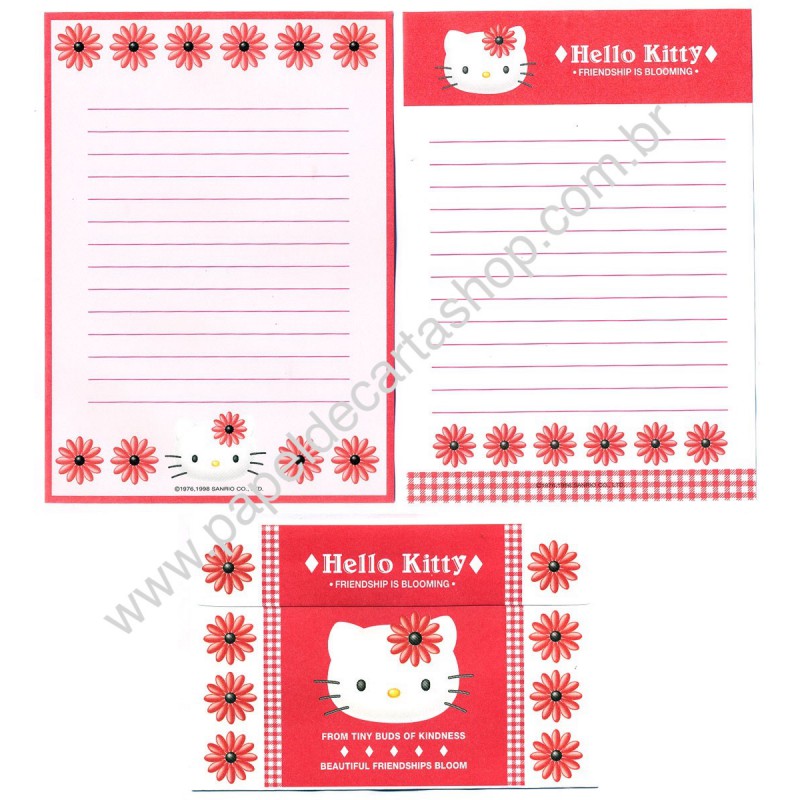 Ano 1998. Conjunto de Papel de Carta Hello Kitty Bloom1 Sanrio