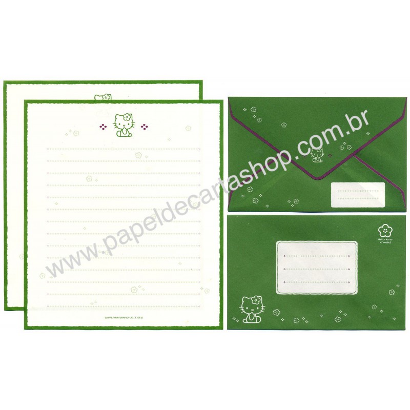 Ano 1998. Conjunto de Papel de Carta Hello Kitty CCVD Sanrio